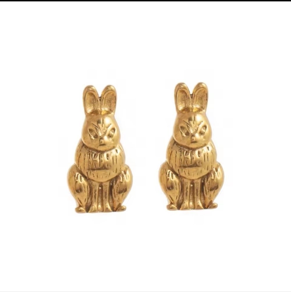 Modcloth Gold Rabbit Earrings Vintage Style | NWOT